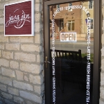 Coffee Shop wood sign and door lettering