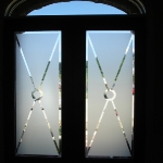 Cut glass look through frosted vinyl